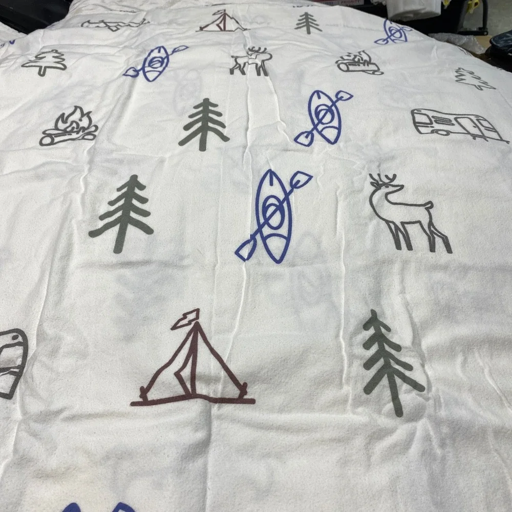 Tribal Camp‎ Theme 100% Cotton King Sheet Set Deer Trees Tent Campfire Soft Cozy